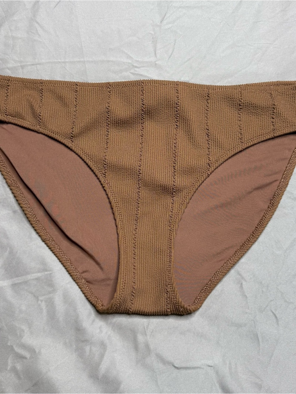 aerie Ribbed Bikini Bottom in Rust XL